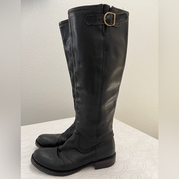 FIORENTINI + BAKER Knee-High Tall Boots Black Sz. 38 EU 8 US Leather ITALY - Picture 1 of 11